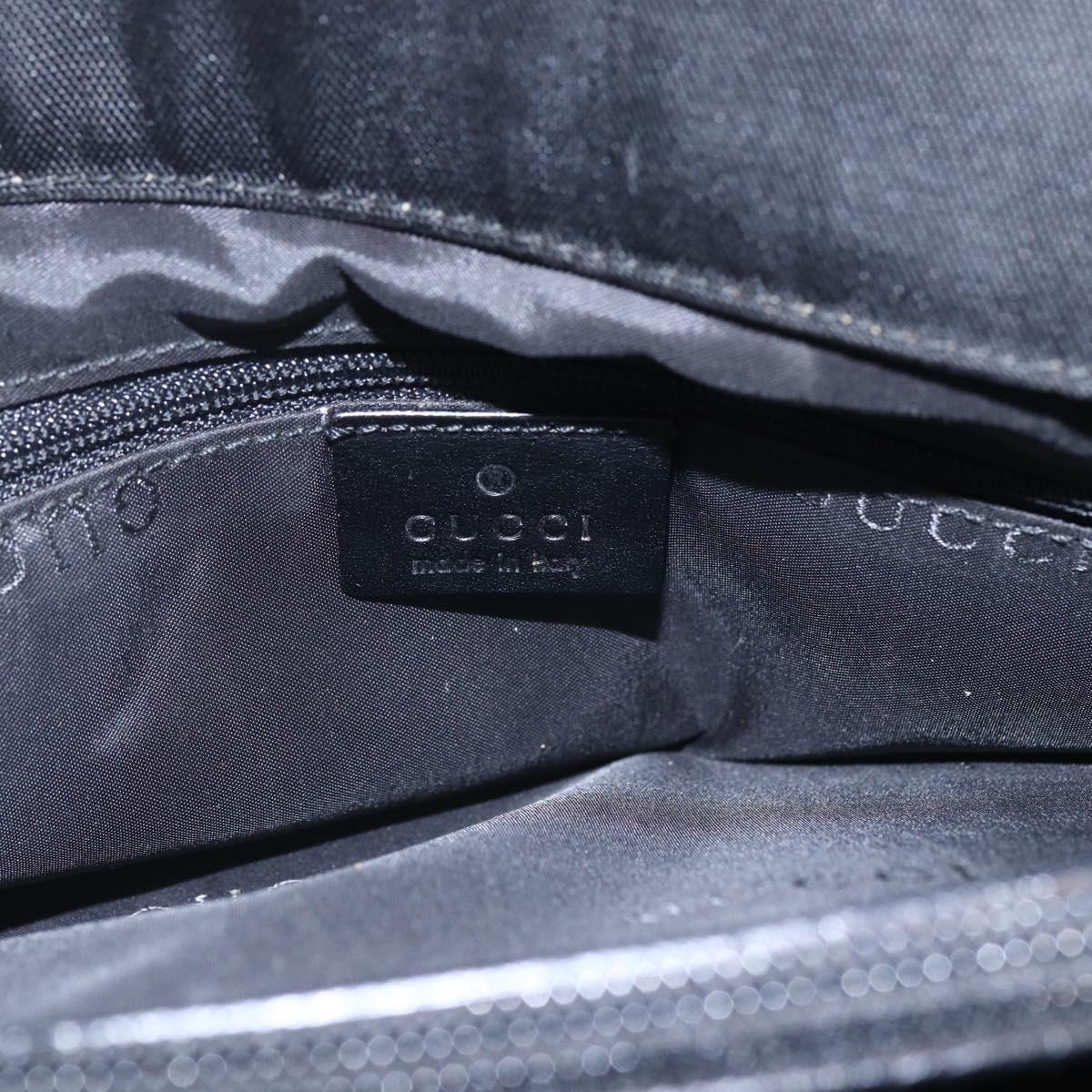 GUCCI GG Canvas Bamboo Hand Bag Nylon Black Silver 002 1016 Auth 154449