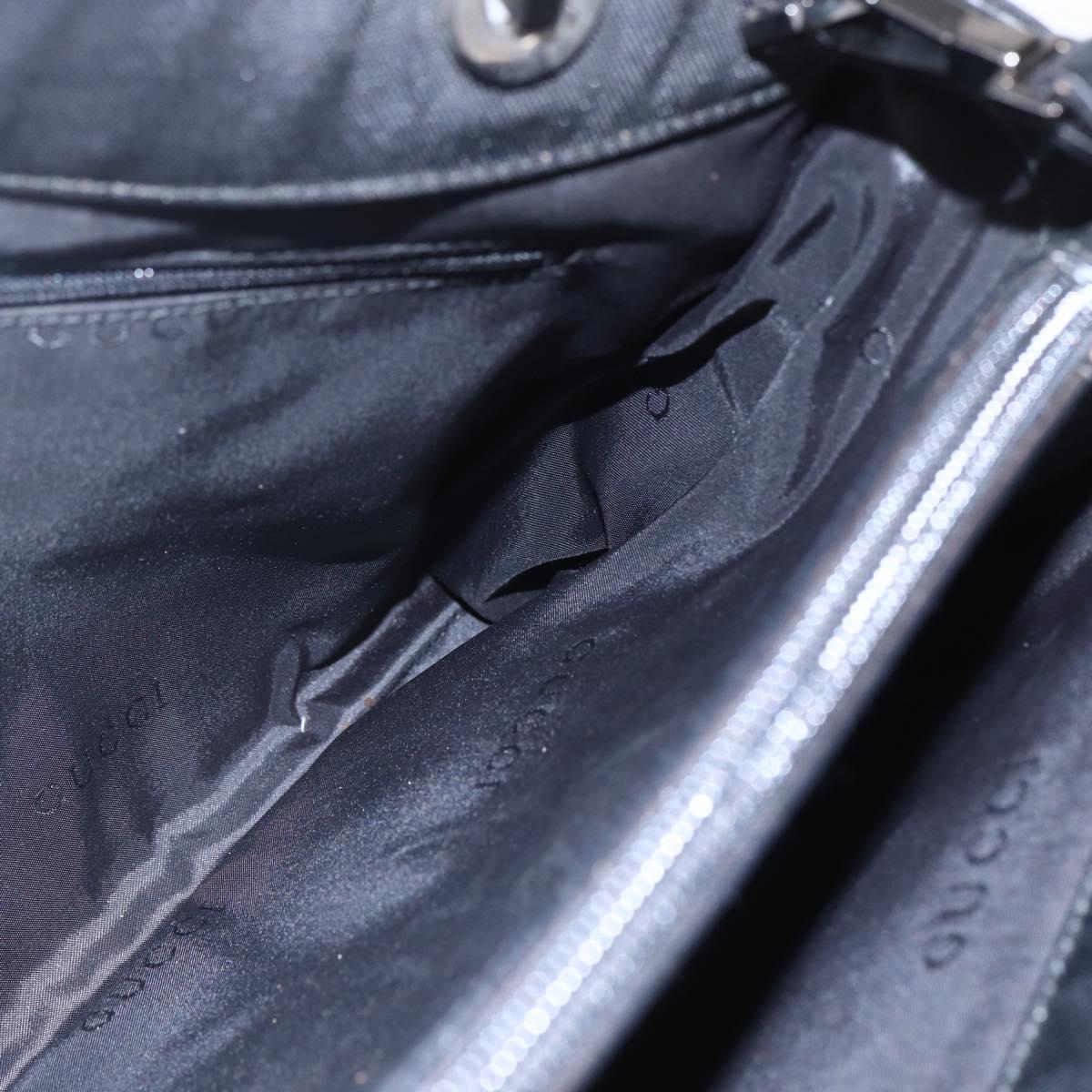 GUCCI GG Canvas Bamboo Hand Bag Nylon Black Silver 002 1016 Auth 154449