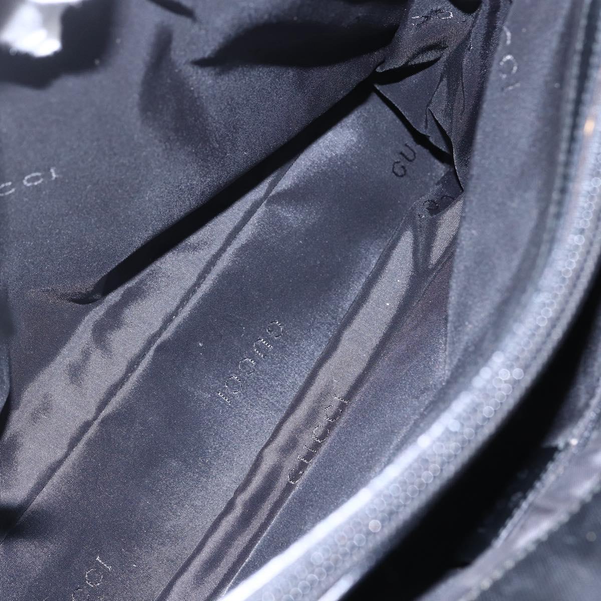 GUCCI GG Canvas Bamboo Hand Bag Nylon Black Silver 002 1016 Auth 154449