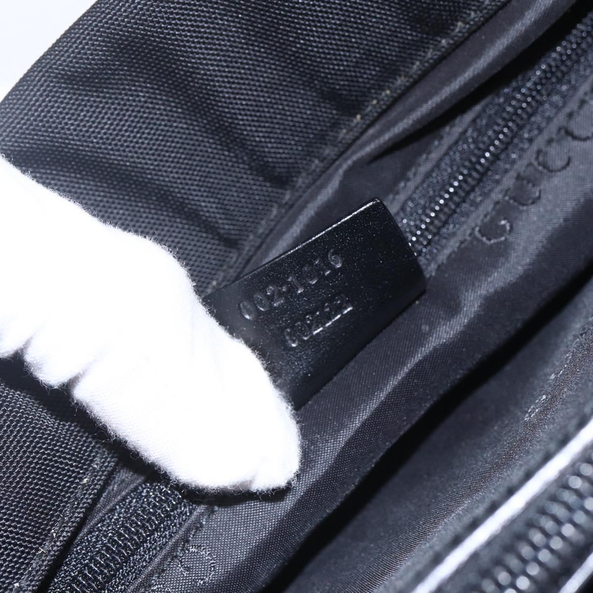 GUCCI GG Canvas Bamboo Hand Bag Nylon Black Silver 002 1016 Auth 154449