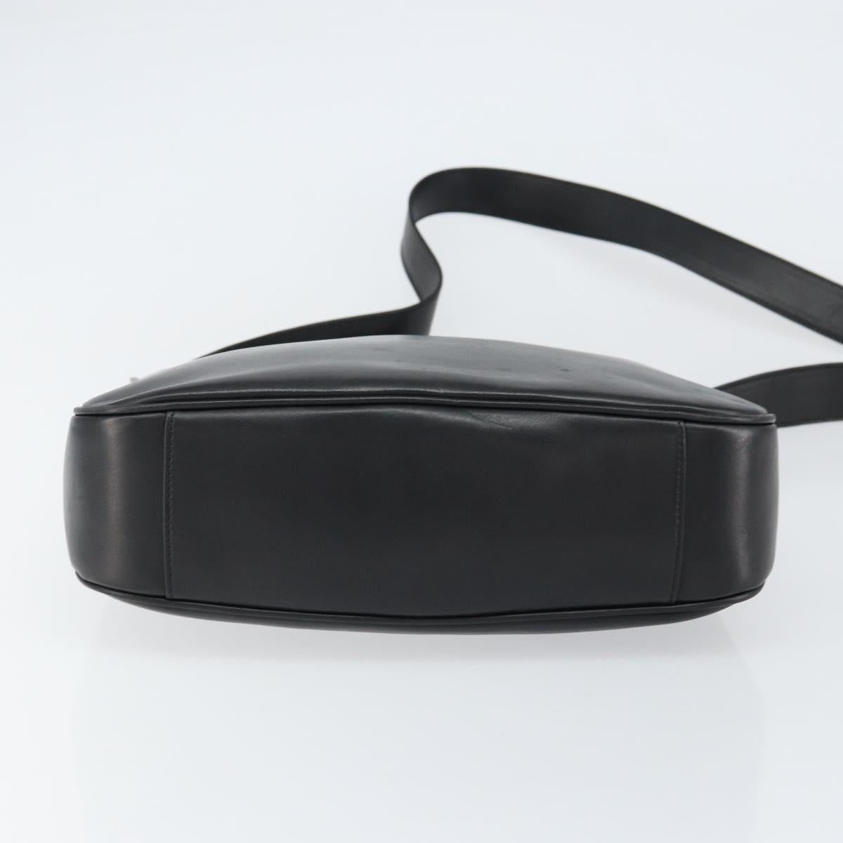 GUCCI Bamboo Shoulder Bag Leather 2way Black Silver 001 1638 Auth 154451