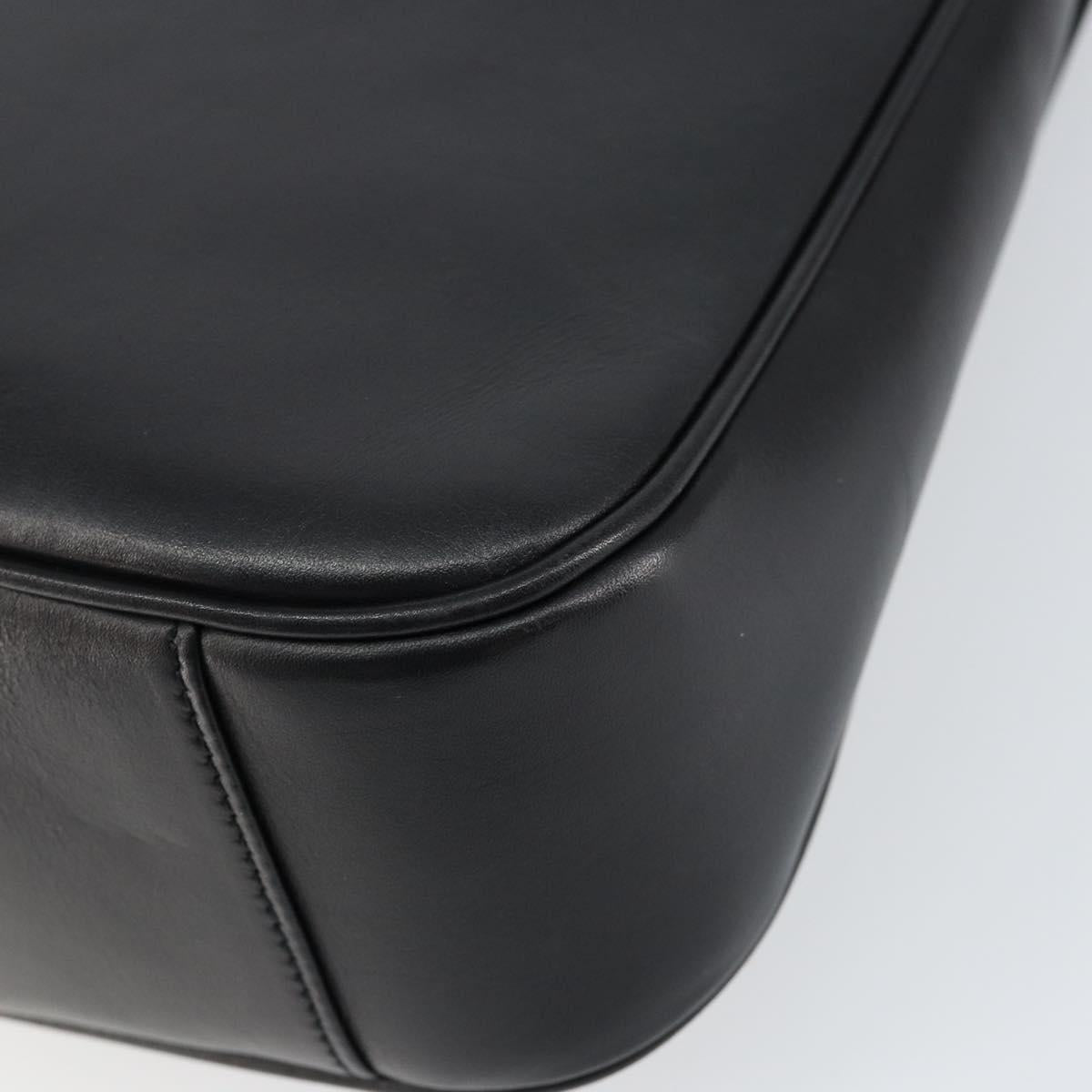 GUCCI Bamboo Shoulder Bag Leather 2way Black Silver 001 1638 Auth 154451