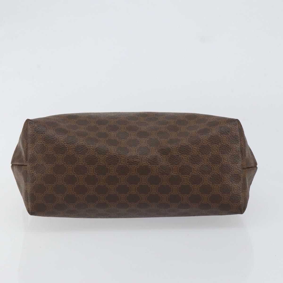 CELINE Macadam Canvas Pouch PVC Leather Brown Gold Auth 154456