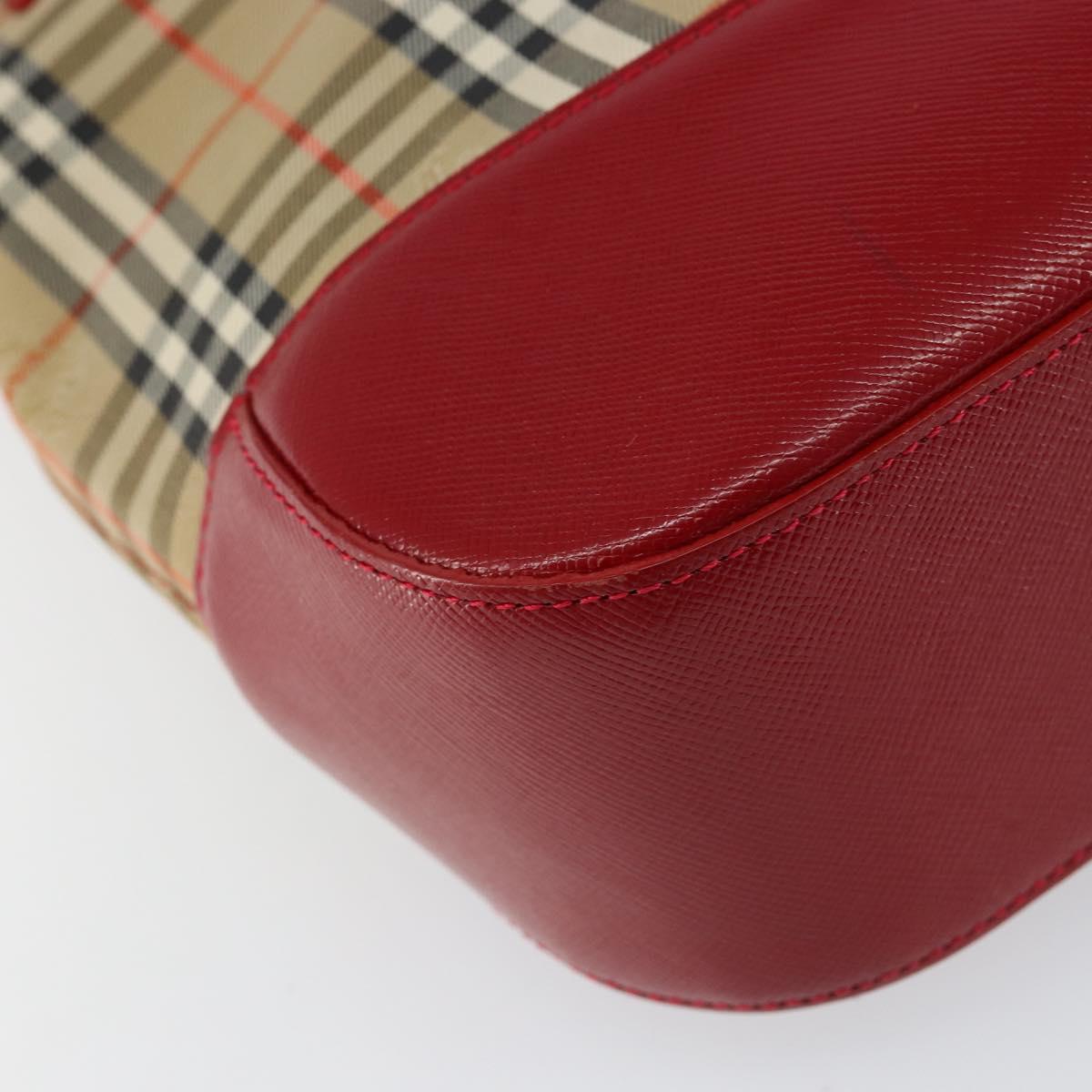 BURBERRY Nova Check Hand Bag Canvas Beige Gold Auth 154459