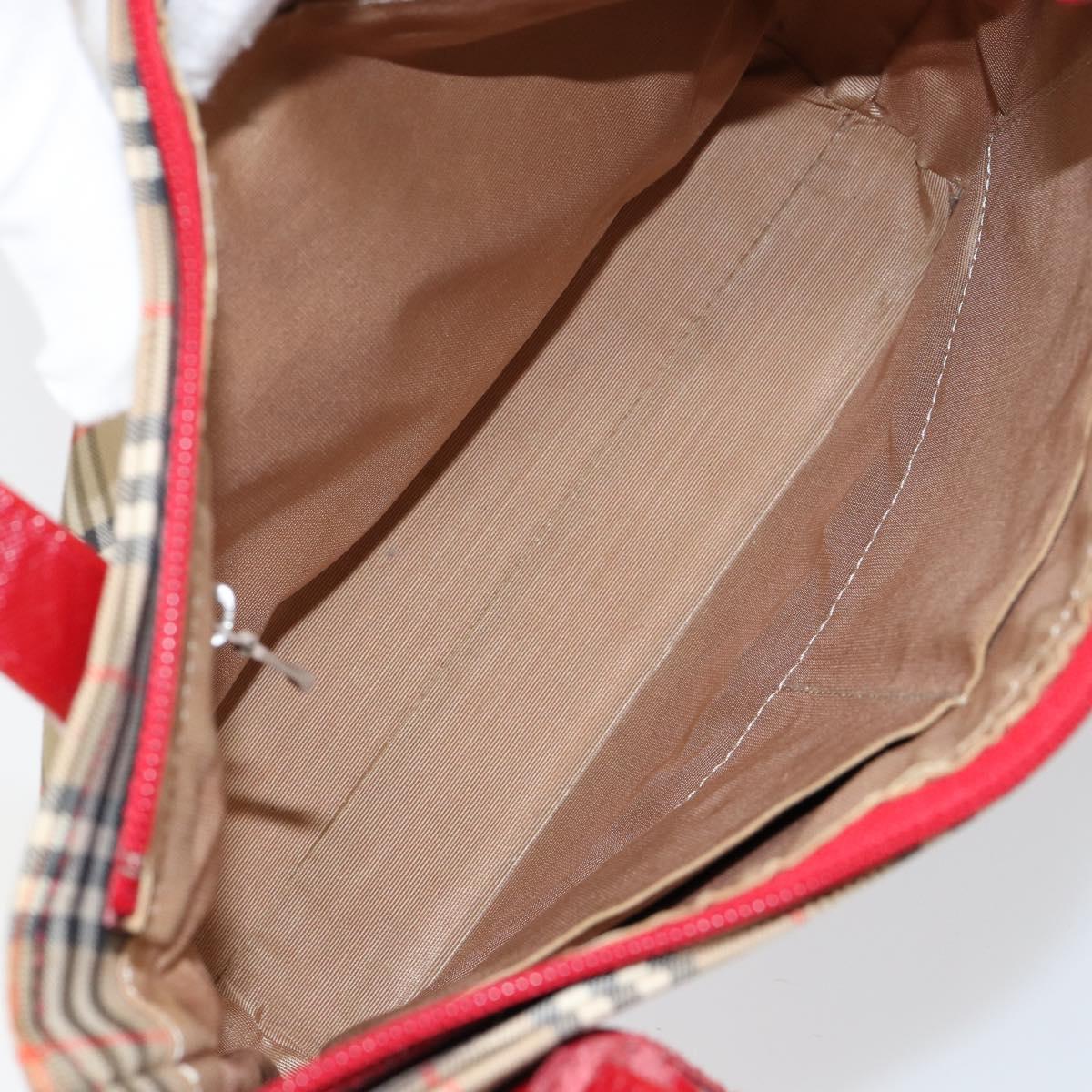 BURBERRY Nova Check Hand Bag Canvas Beige Gold Auth 154459