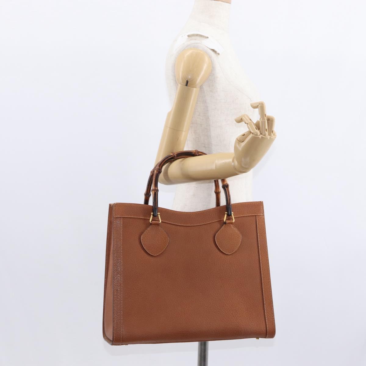 GUCCI Bamboo Hand Bag Leather Brown Gold 002 1186 0260 Auth 154460