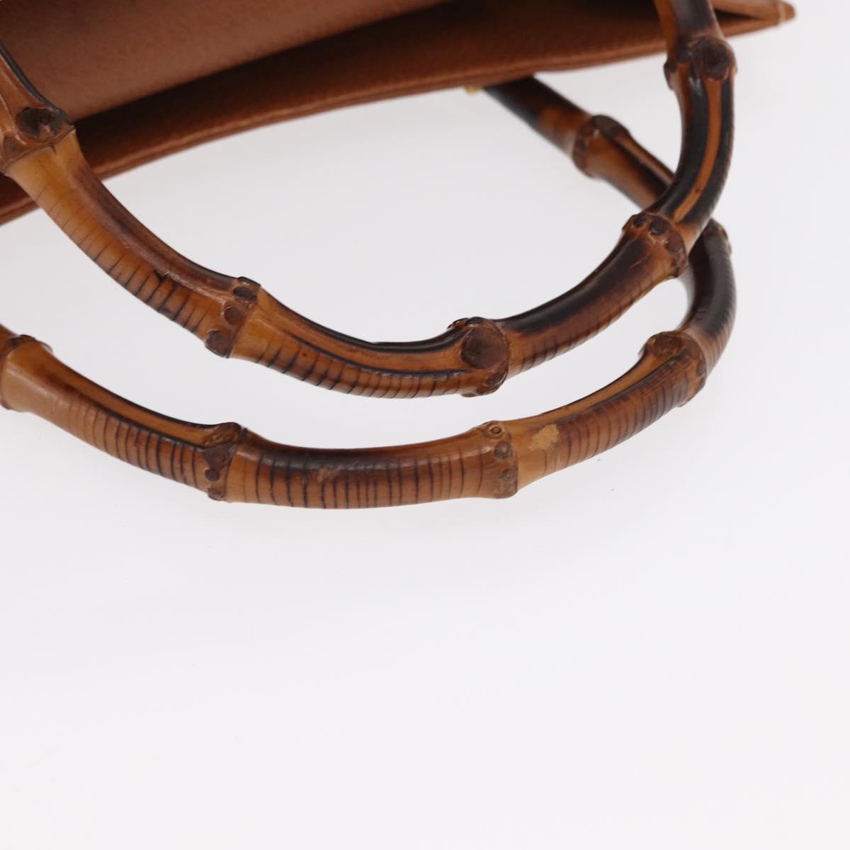 GUCCI Bamboo Hand Bag Leather Brown Gold 002 1186 0260 Auth 154460