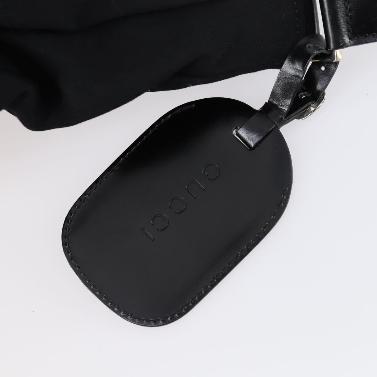 GUCCI Shoulder Bag Canvas Black Silver Auth 154461