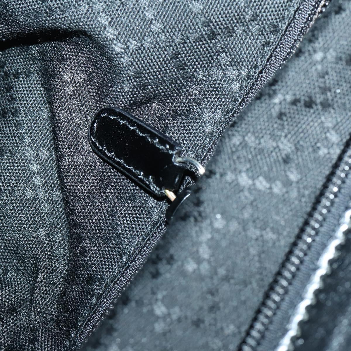 GUCCI Shoulder Bag Canvas Black Silver Auth 154461