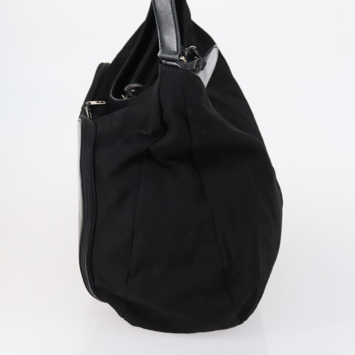 GUCCI Shoulder Bag Canvas Black Silver Auth 154461