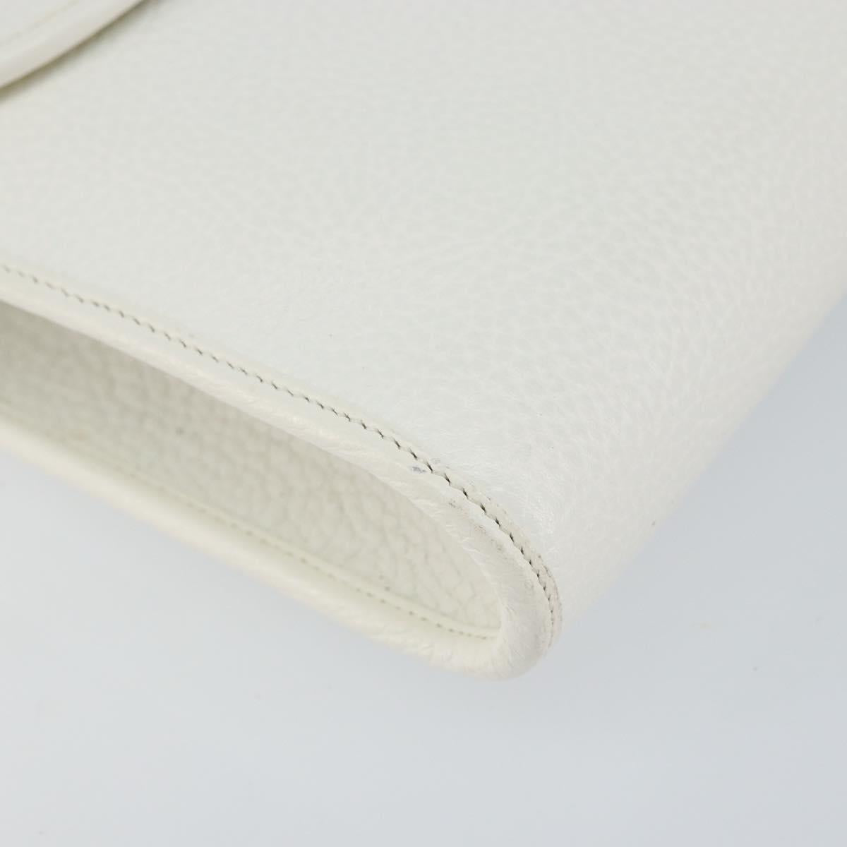 Christian Dior Shoulder Bag Leather White Gold Auth 154462