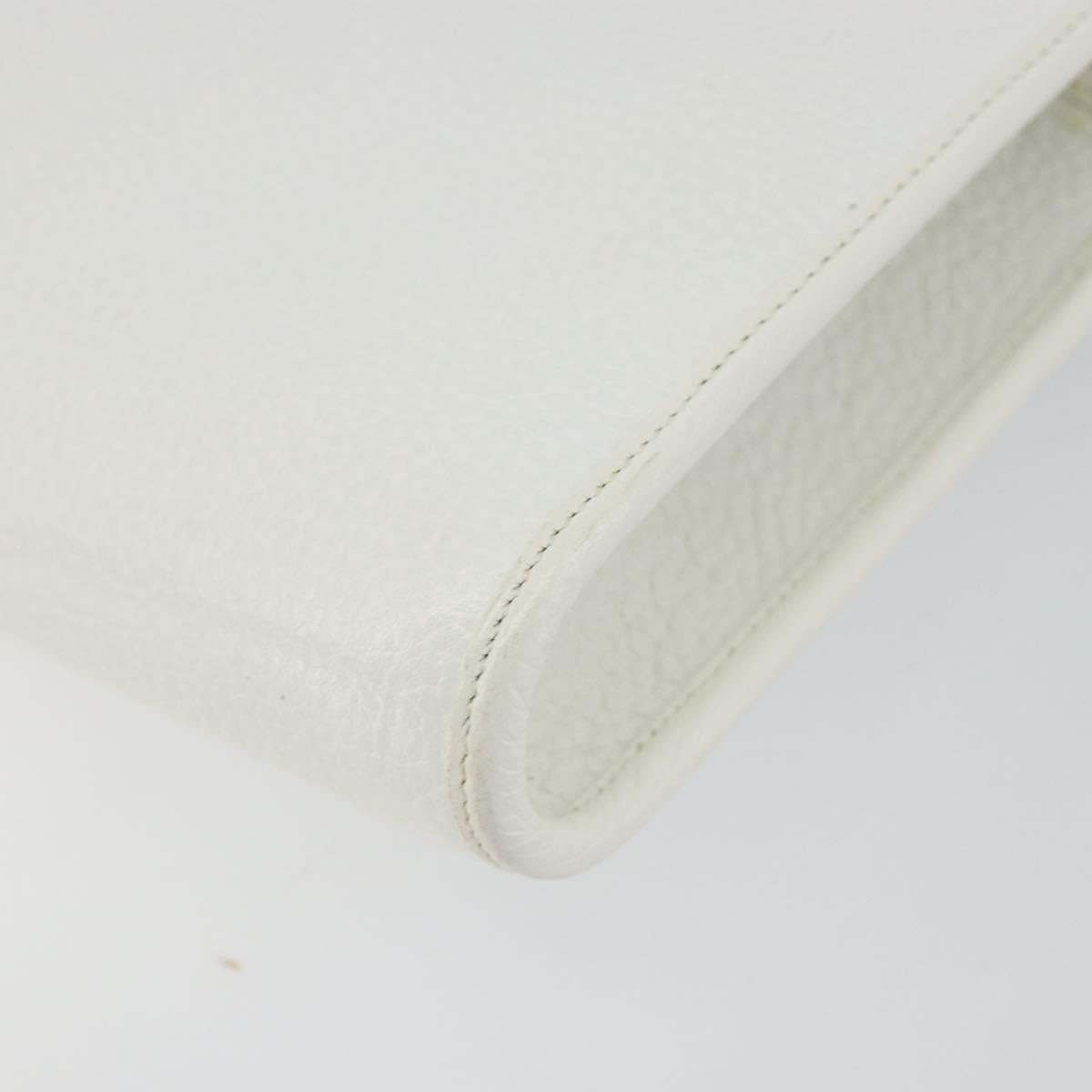 Christian Dior Shoulder Bag Leather White Gold Auth 154462