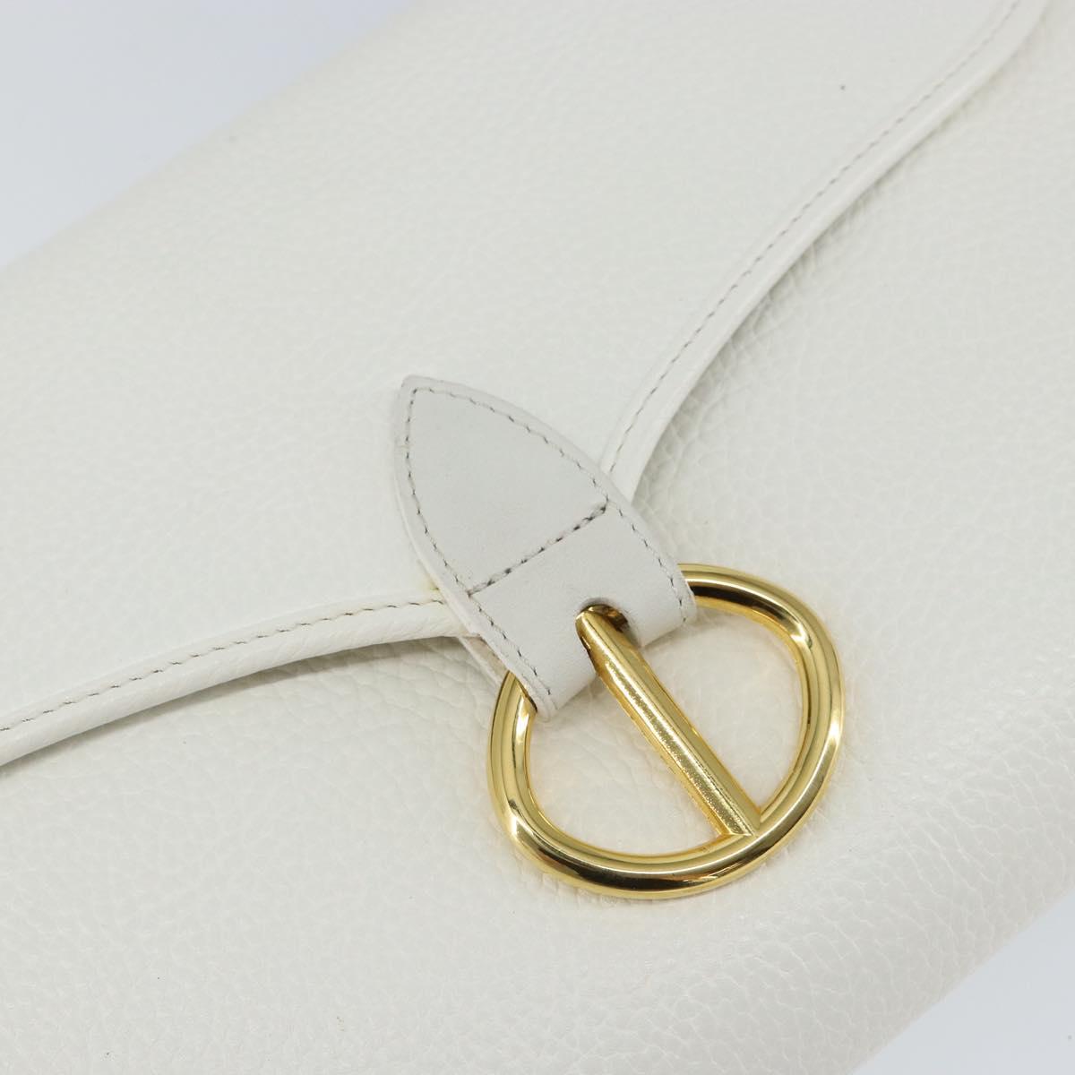 Christian Dior Shoulder Bag Leather White Gold Auth 154462