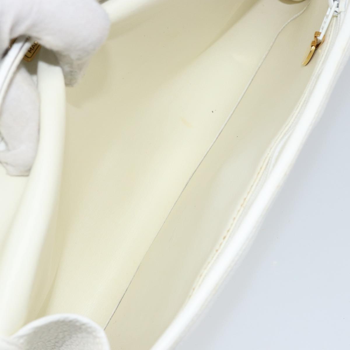 Christian Dior Shoulder Bag Leather White Gold Auth 154462