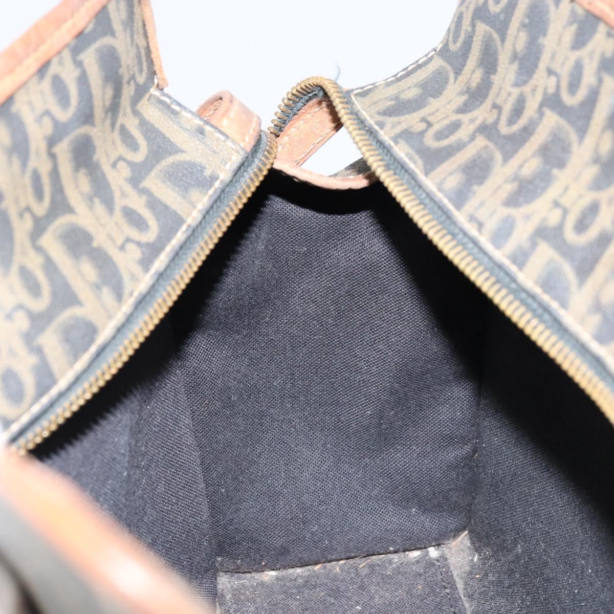 Christian Dior Trotter Canvas Hand Bag PVC Khaki Gold Auth 154464