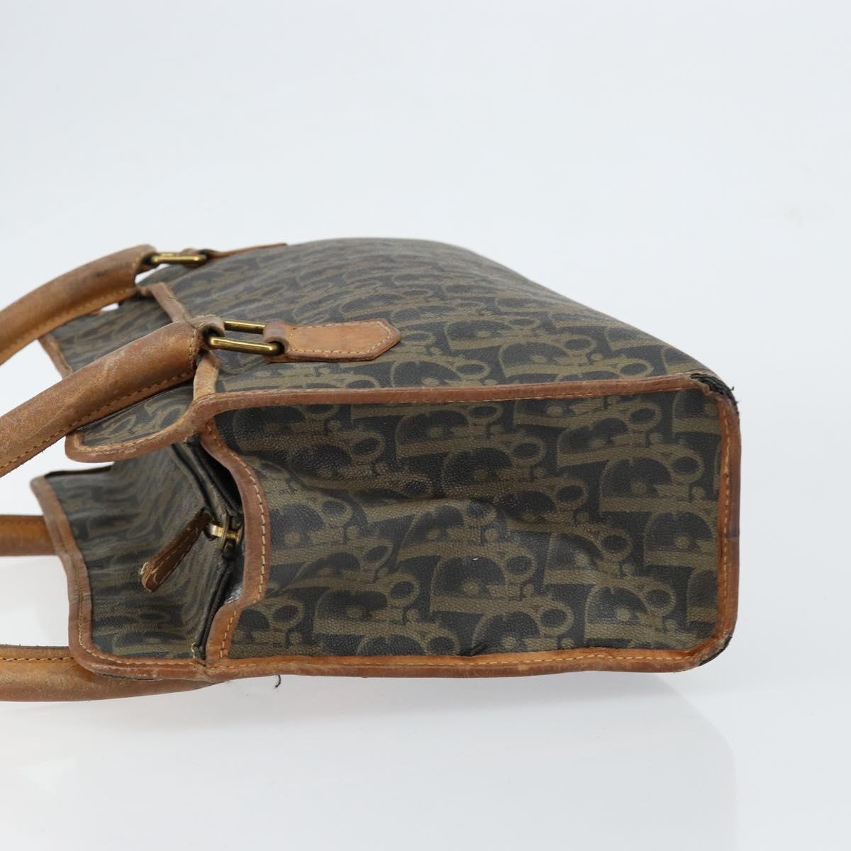 Christian Dior Trotter Canvas Hand Bag PVC Khaki Gold Auth 154464