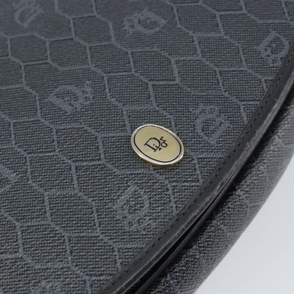 Christian Dior Honeycomb Canvas Shoulder Bag PVC Black Gold Auth 154465