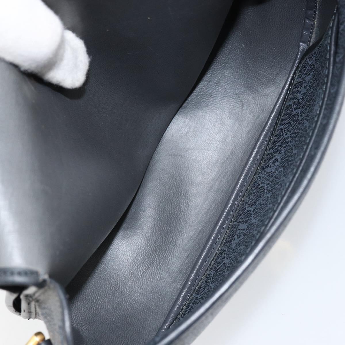 Christian Dior Honeycomb Canvas Shoulder Bag PVC Black Gold Auth 154465