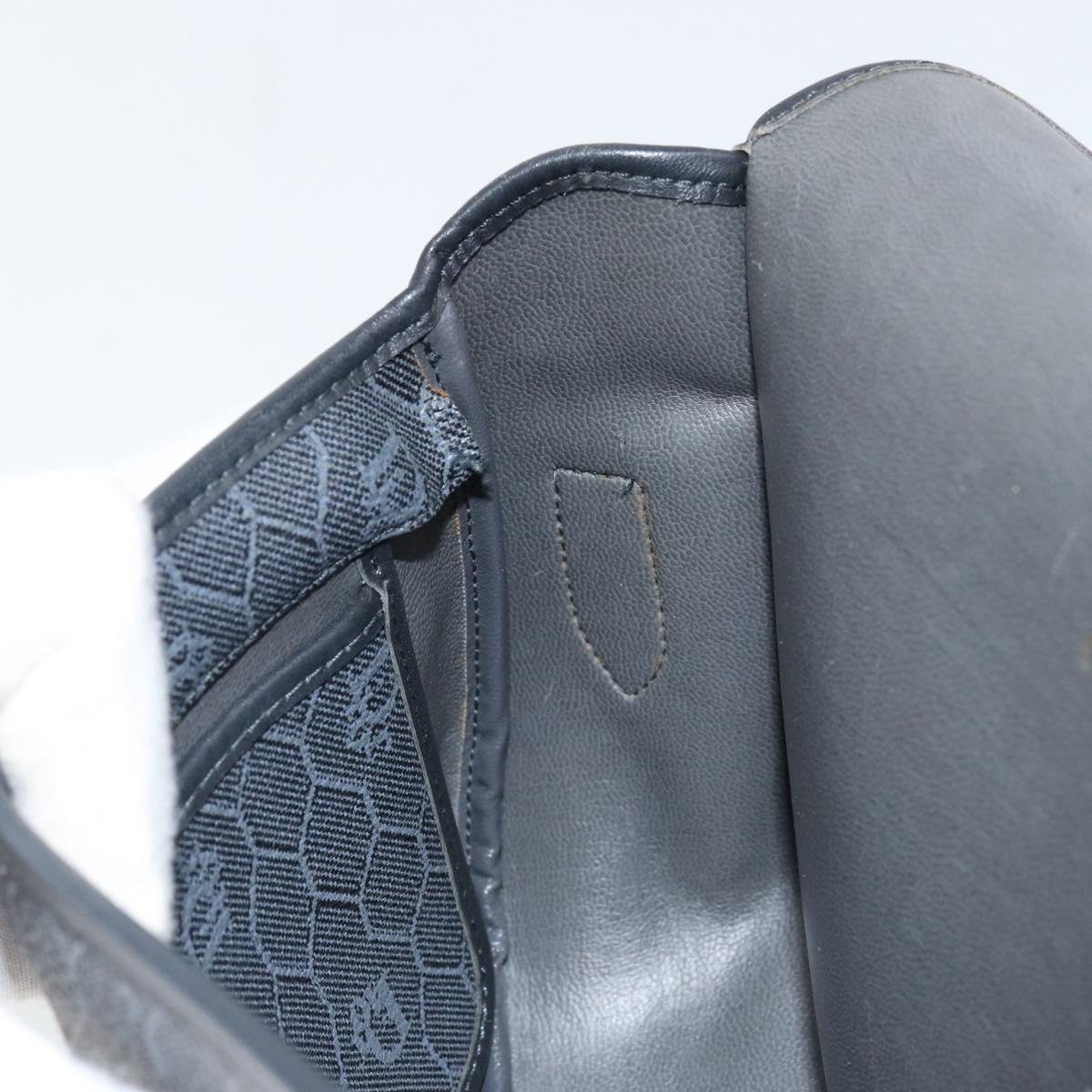 Christian Dior Honeycomb Canvas Shoulder Bag PVC Black Gold Auth 154465