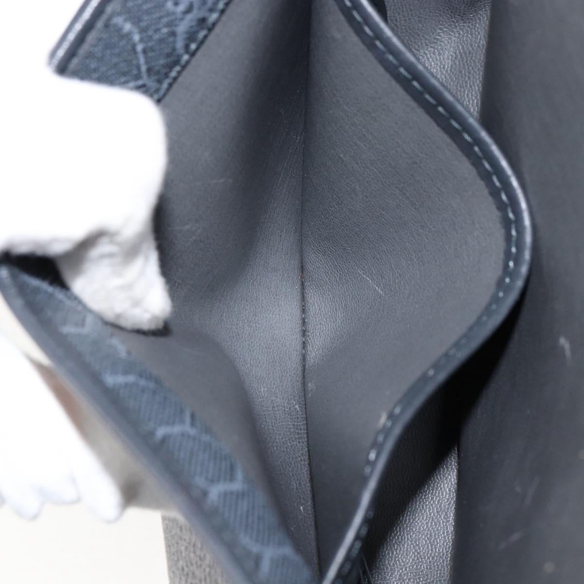 Christian Dior Honeycomb Canvas Shoulder Bag PVC Black Gold Auth 154465