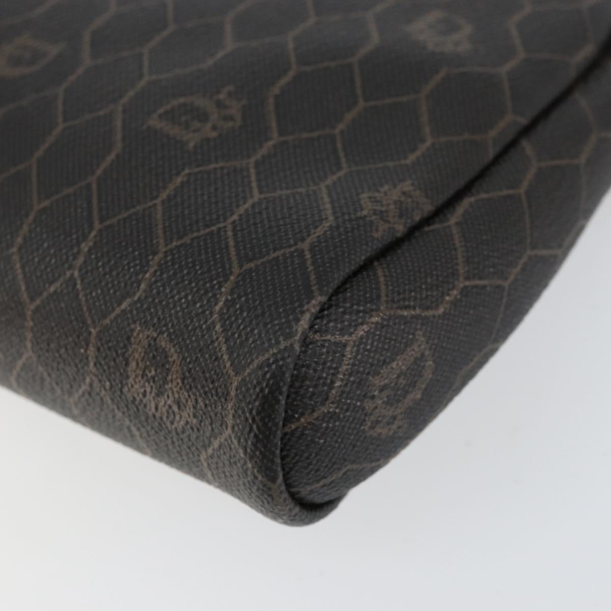 Christian Dior Honeycomb Canvas Chain Shoulder Bag PVC Black Gold Auth 154466