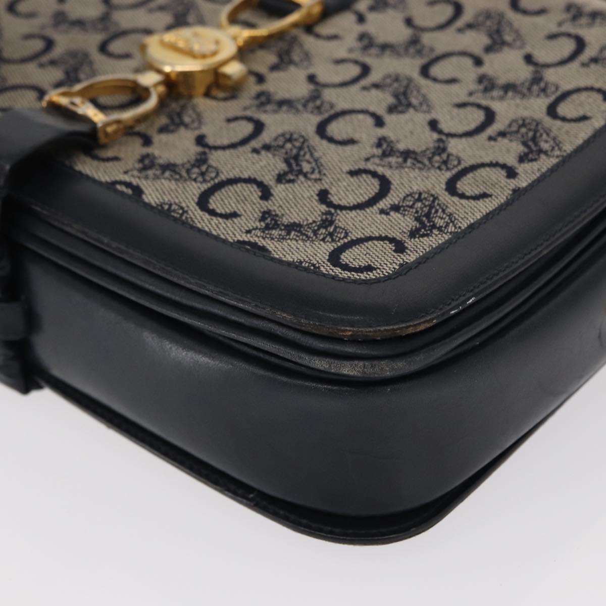 CELINE C Sulky Shoulder Bag Navy Gold Auth 154468