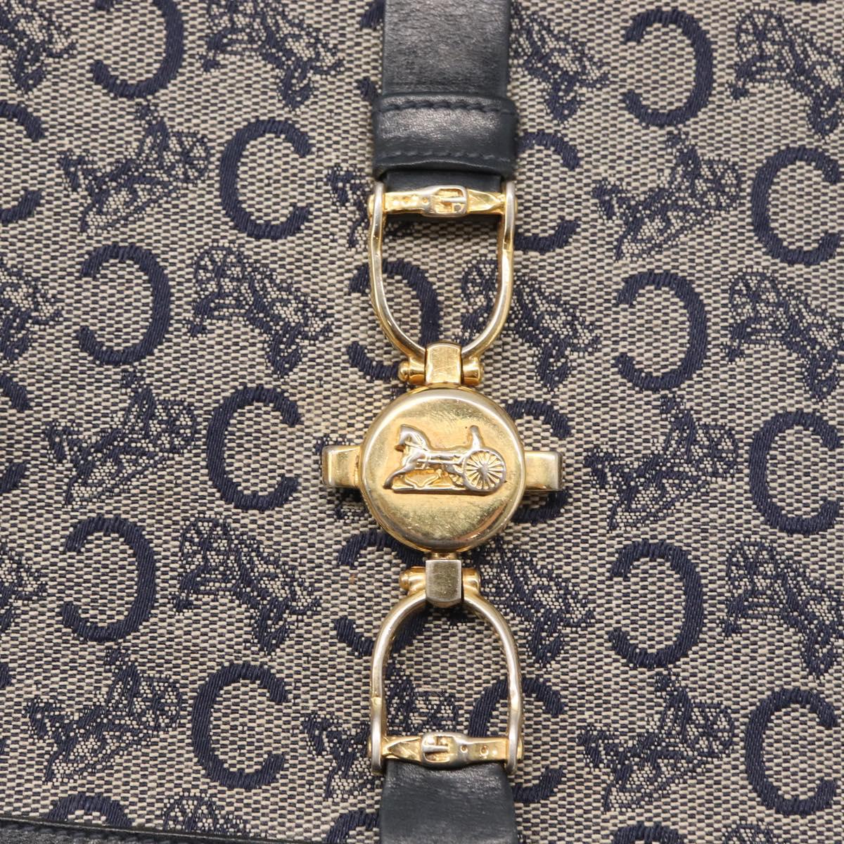 CELINE C Sulky Shoulder Bag Navy Gold Auth 154468