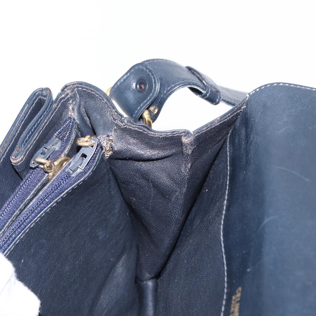 CELINE C Sulky Shoulder Bag Navy Gold Auth 154468