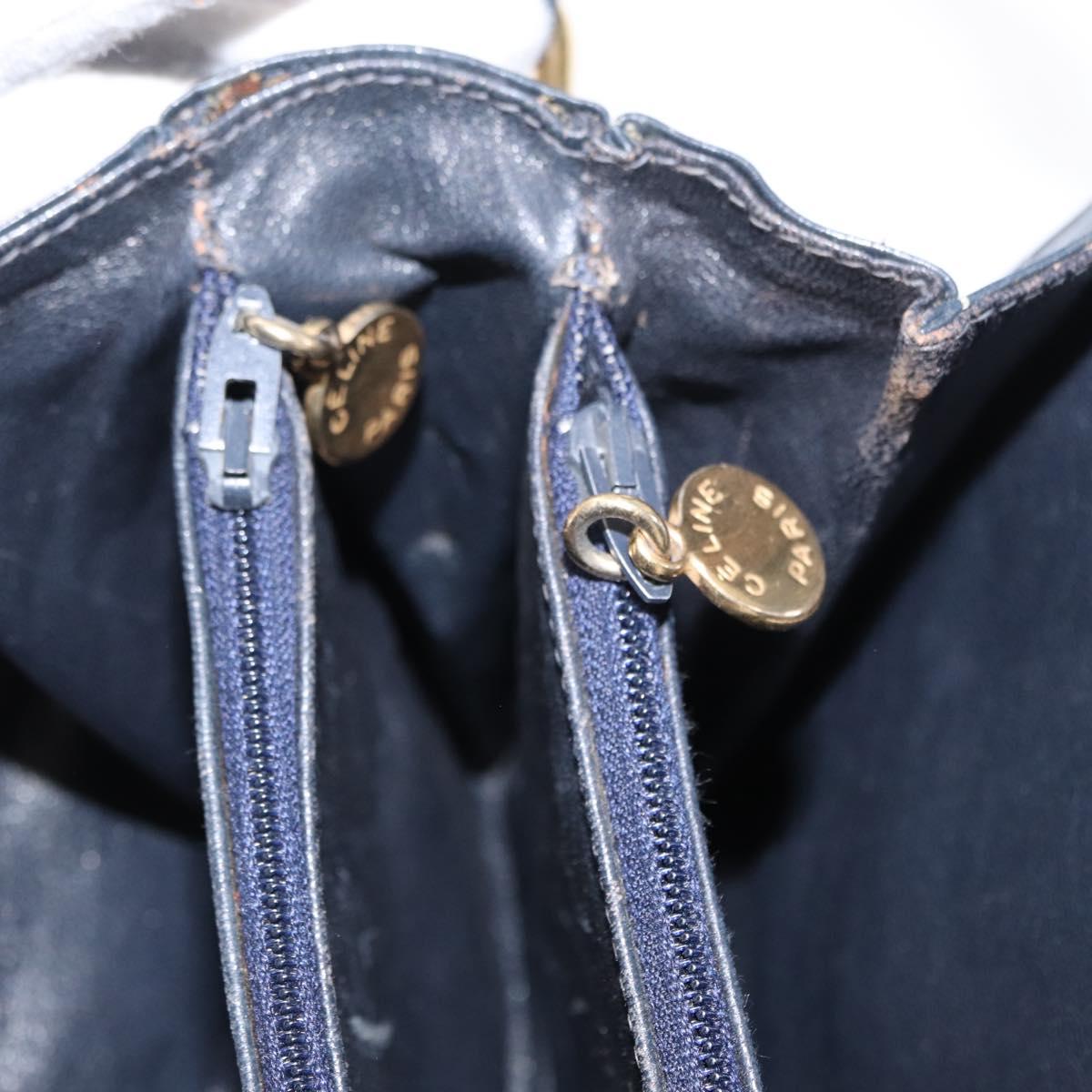 CELINE C Sulky Shoulder Bag Navy Gold Auth 154468
