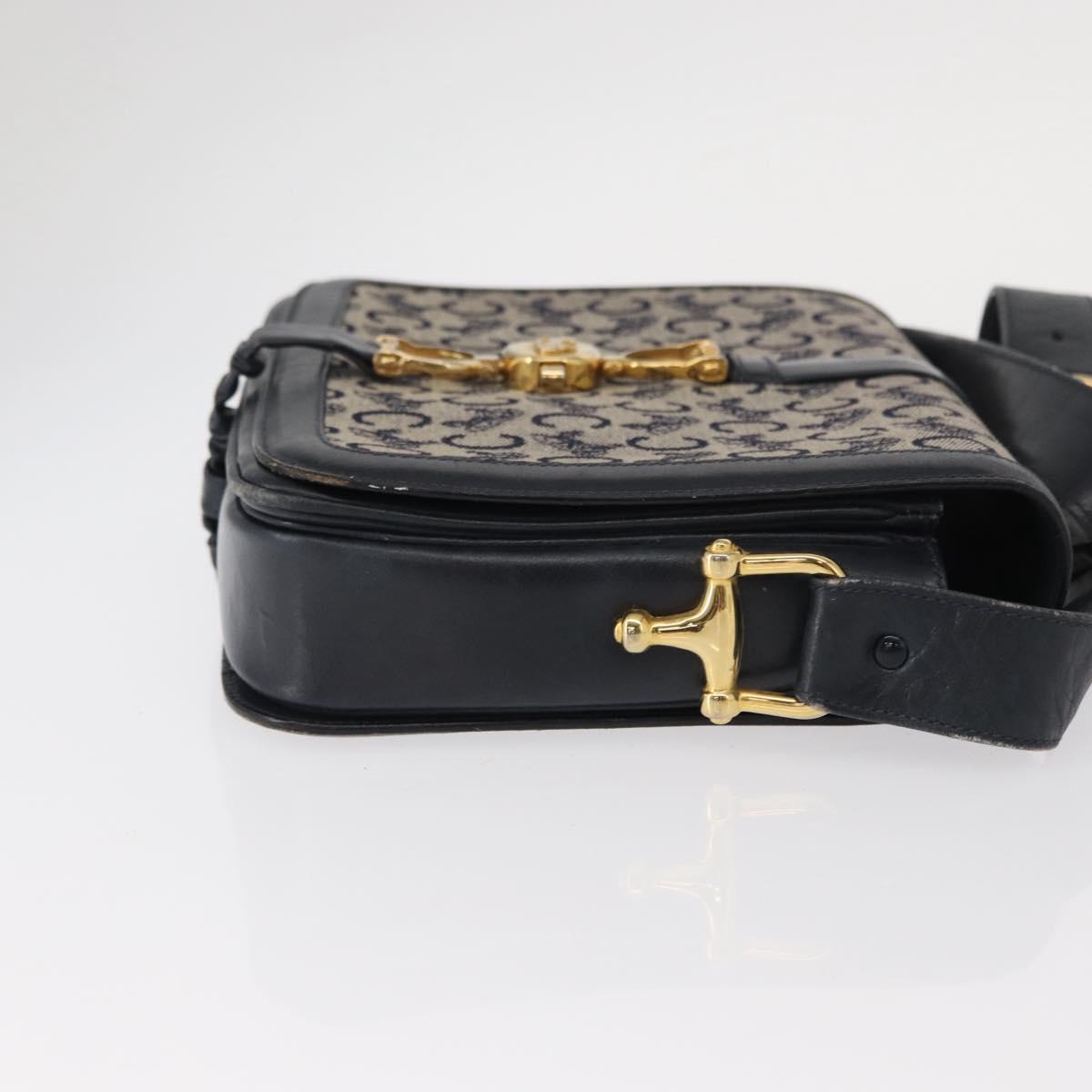 CELINE C Sulky Shoulder Bag Navy Gold Auth 154468