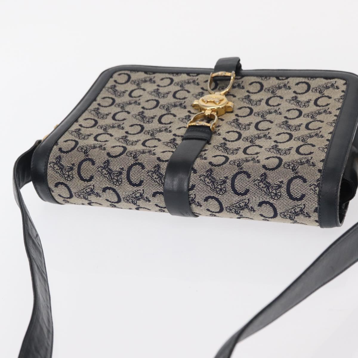 CELINE C Sulky Shoulder Bag Navy Gold Auth 154468