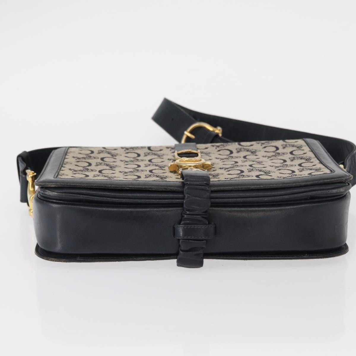 CELINE C Sulky Shoulder Bag Navy Gold Auth 154468