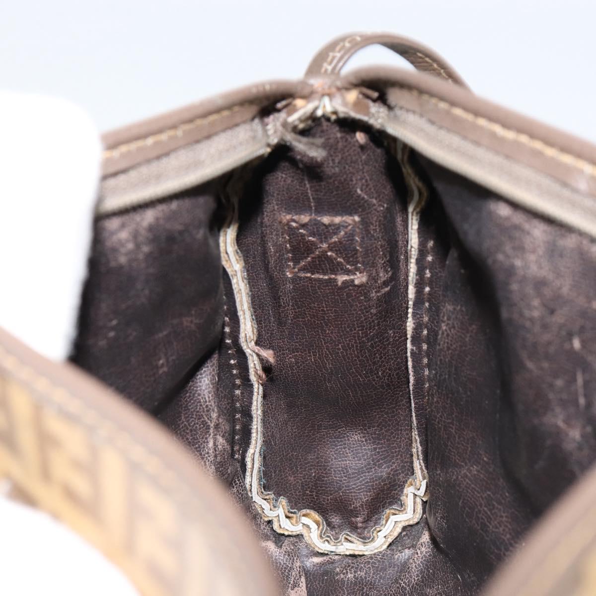 FENDI Zucchino Canvas Shoulder Bag PVC Beige Brown Auth 154469