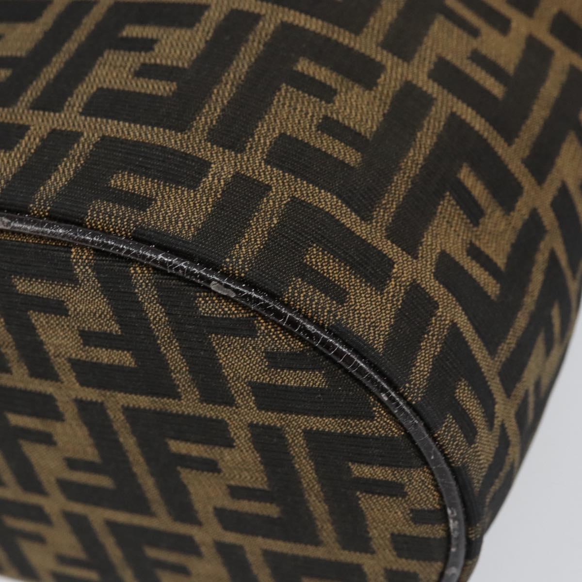 FENDI Zucca Canvas Vanity Hand Bag Black Brown Auth 154470