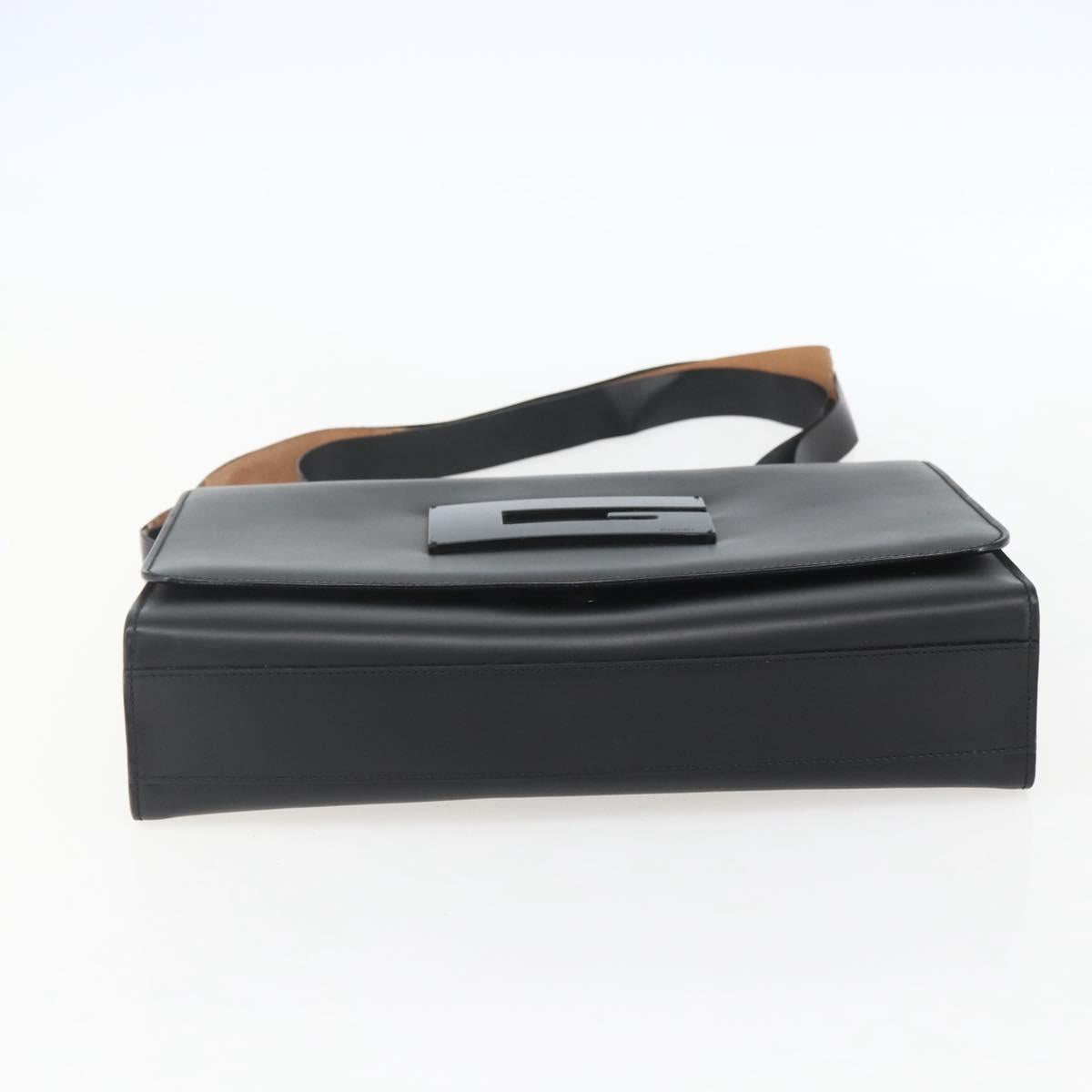 GUCCI Shoulder Bag Leather Black Silver 001 3064 Auth 154471