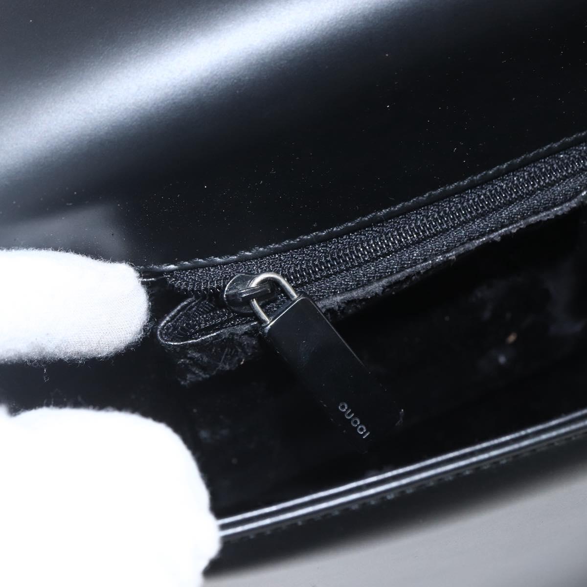 GUCCI Shoulder Bag Leather Black Silver 001 3064 Auth 154471