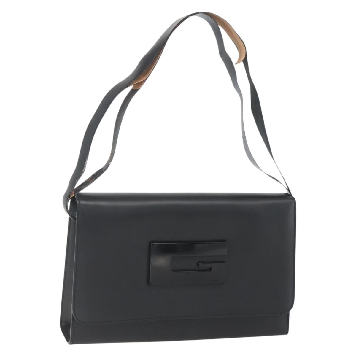 GUCCI Shoulder Bag Leather Black Silver 001 3064 Auth 154471