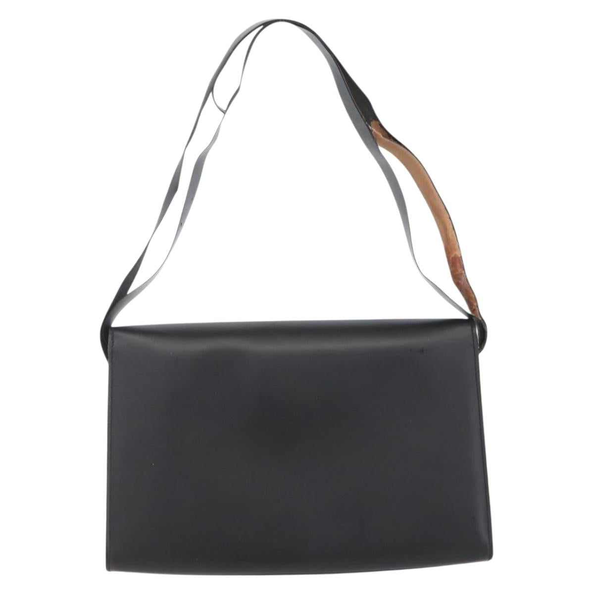 GUCCI Shoulder Bag Leather Black Silver 001 3064 Auth 154471