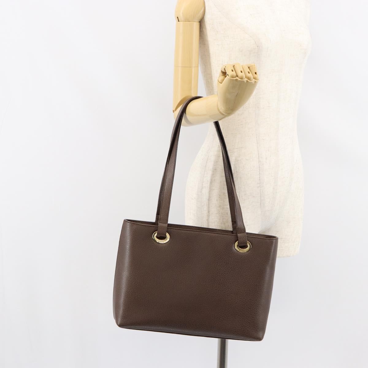 GUCCI Shoulder Bag Leather Brown Gold 002 2058 0480 0 Auth 154473