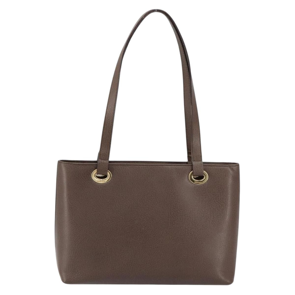 GUCCI Shoulder Bag Leather Brown Gold 002 2058 0480 0 Auth 154473