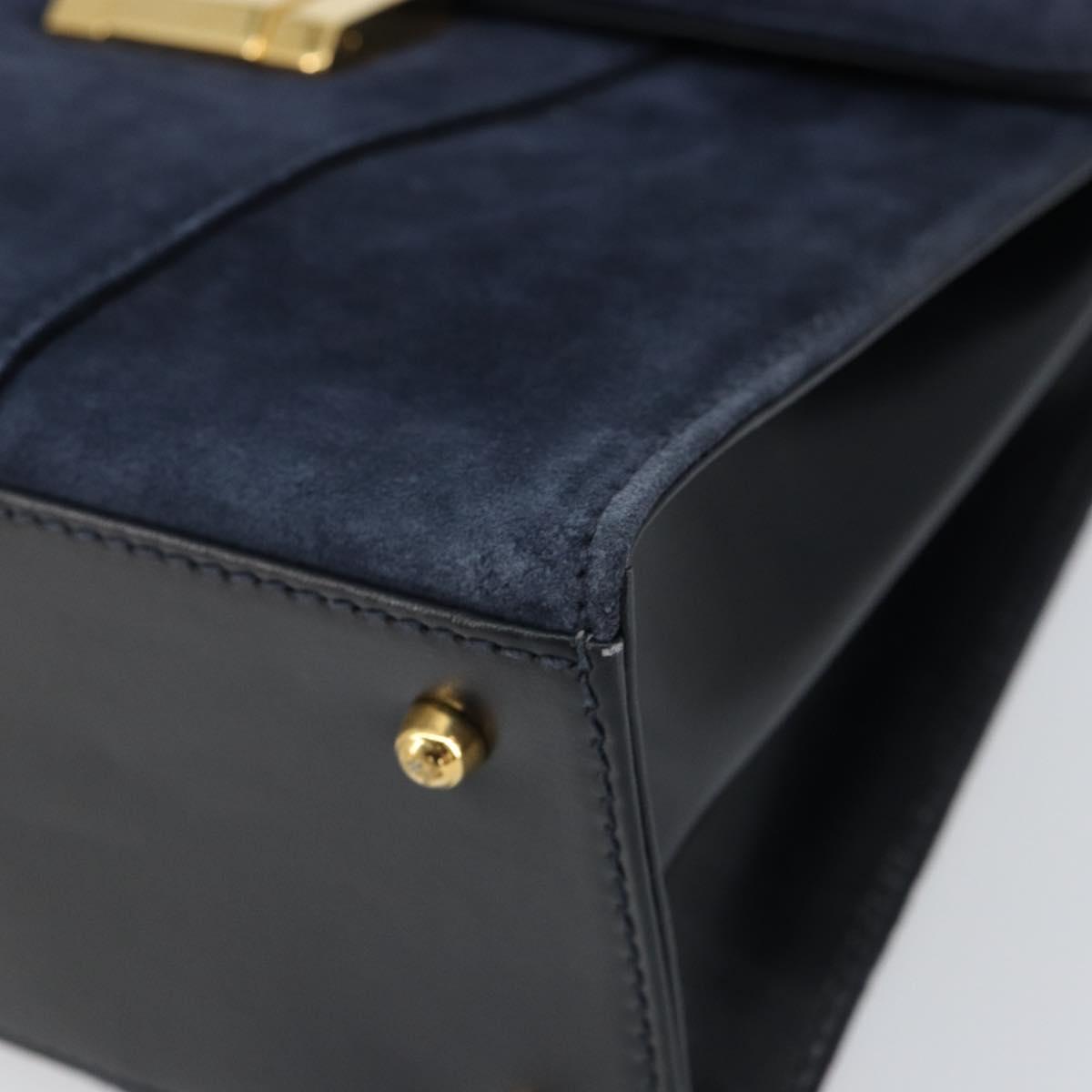 GUCCI Hand Bag Suede Navy Gold 000 2026 0306 Auth 154476