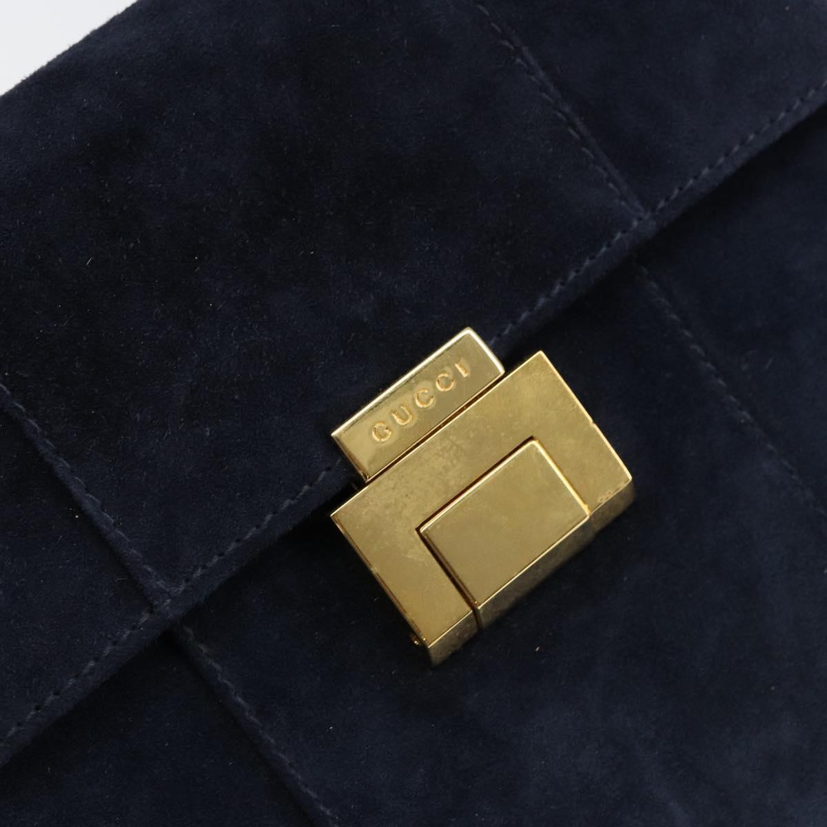 GUCCI Hand Bag Suede Navy Gold 000 2026 0306 Auth 154476