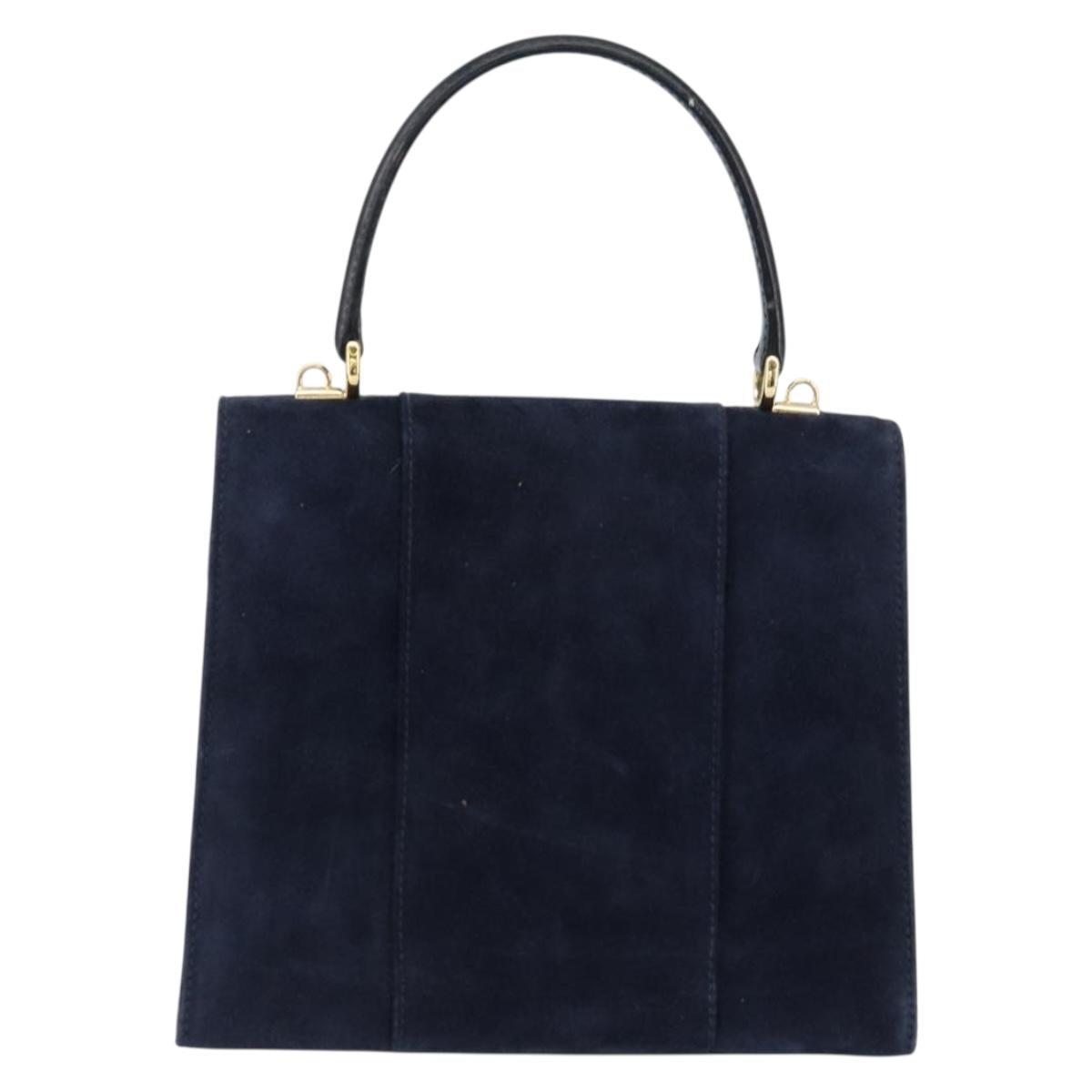 GUCCI Hand Bag Suede Navy Gold 000 2026 0306 Auth 154476