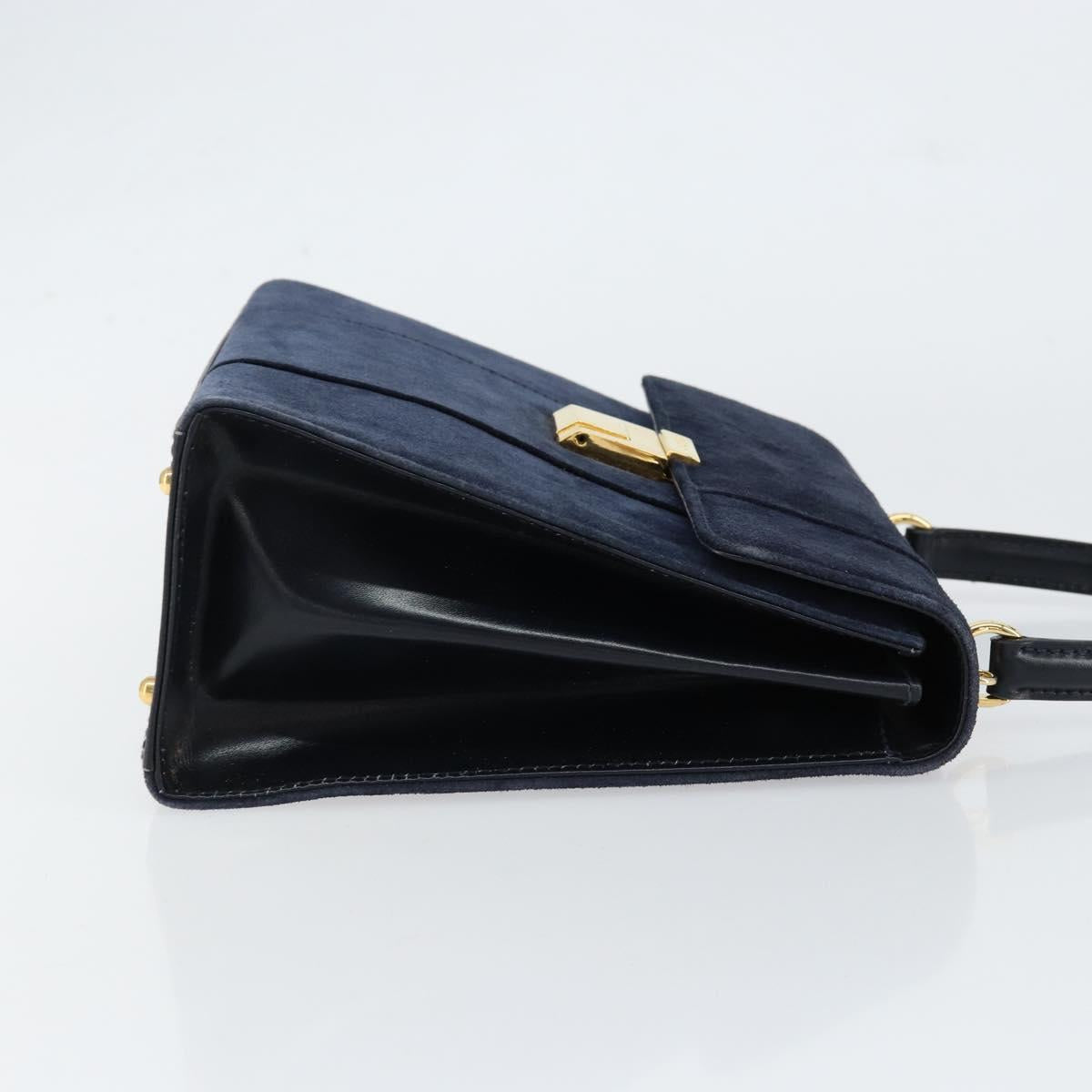 GUCCI Hand Bag Suede Navy Gold 000 2026 0306 Auth 154476