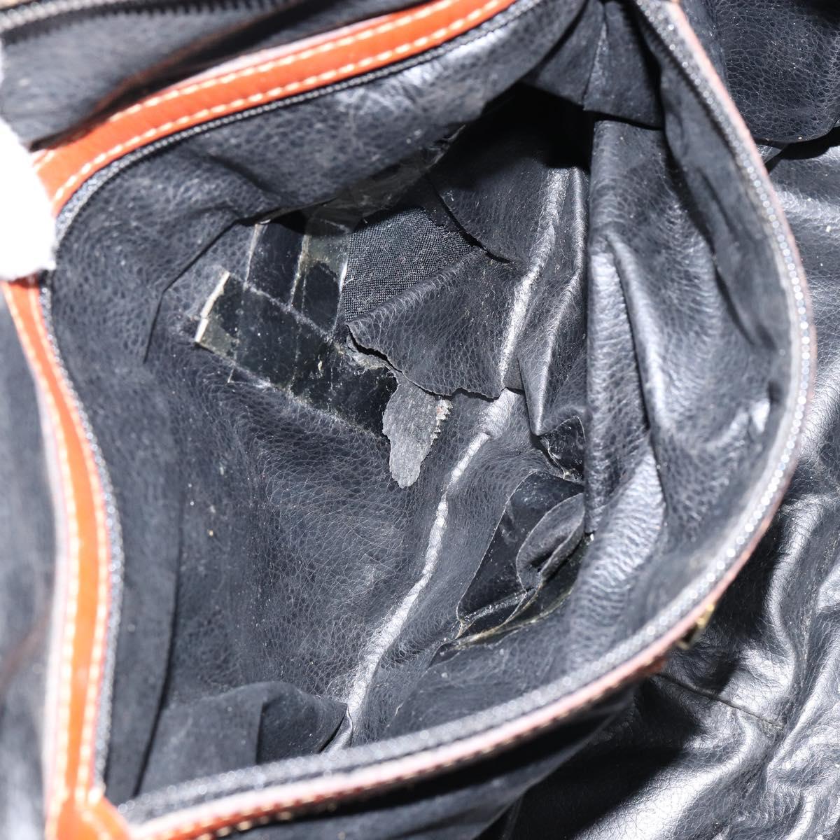 FENDI Pecan Canvas Hand Bag PVC Black Brown Auth 154500