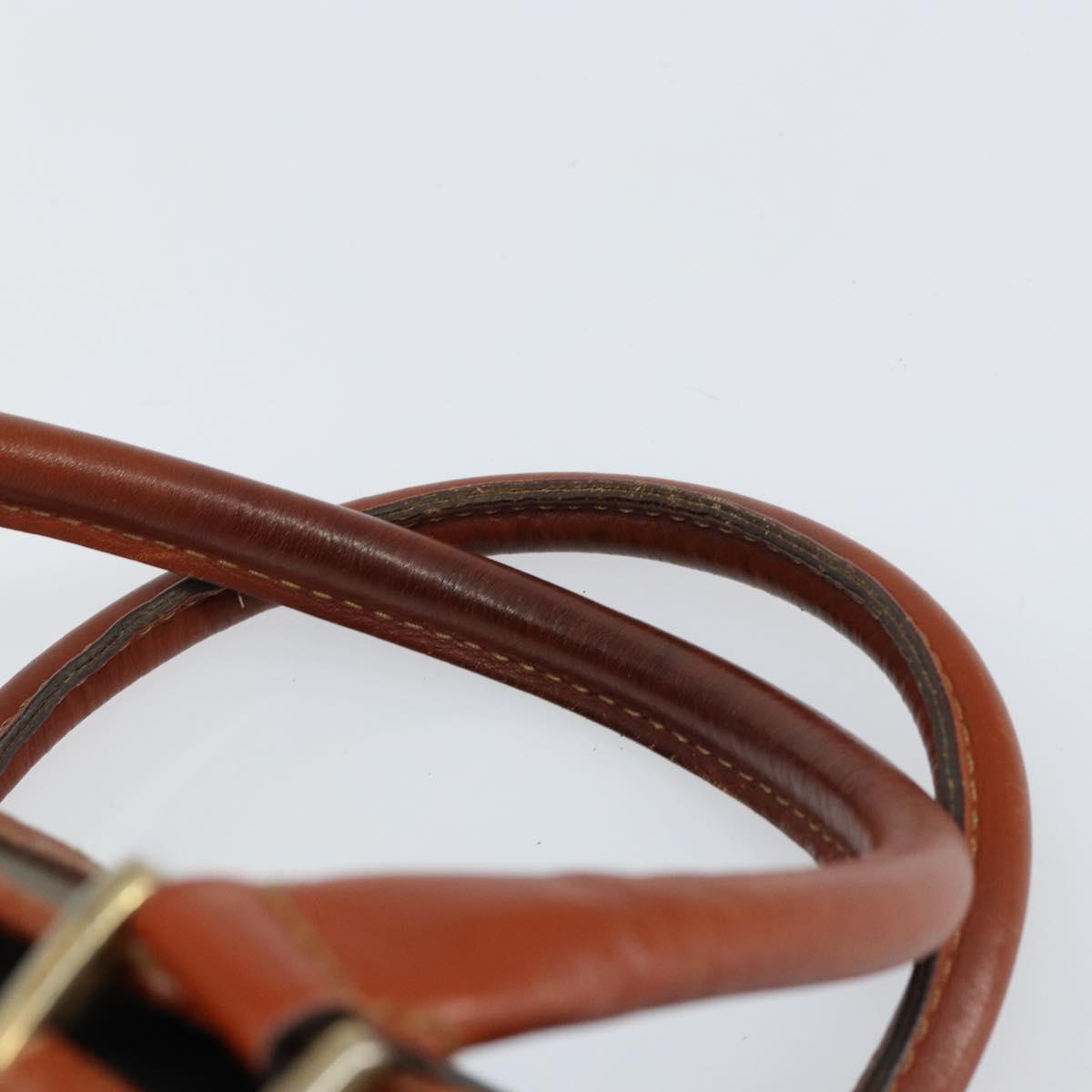 FENDI Pecan Canvas Hand Bag PVC Black Brown Auth 154500