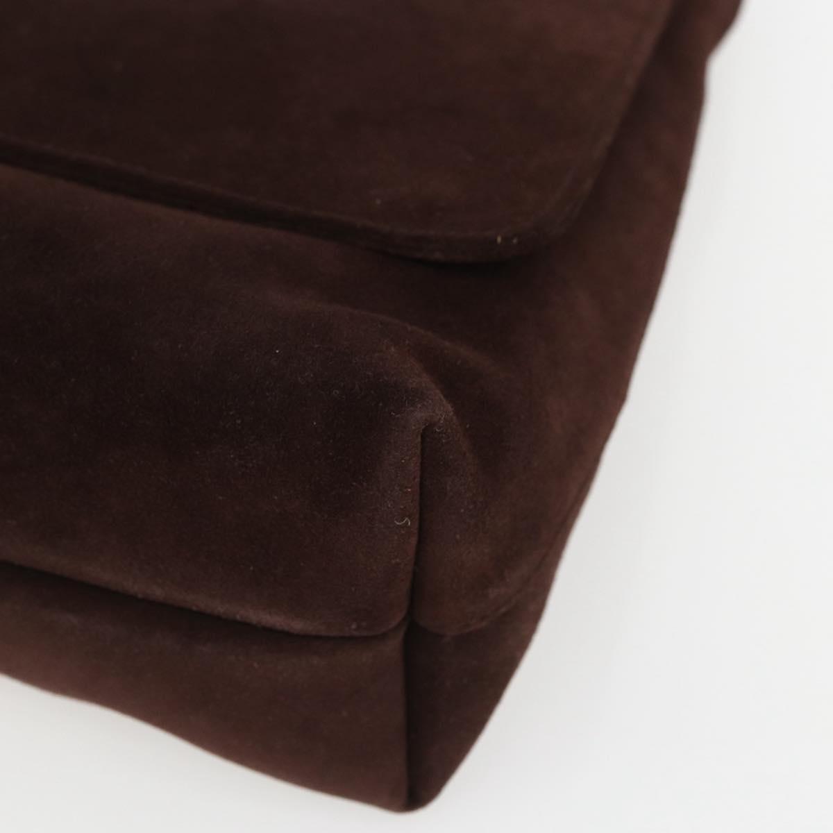 GUCCI Shoulder Bag Suede Brown Silver Auth 154501