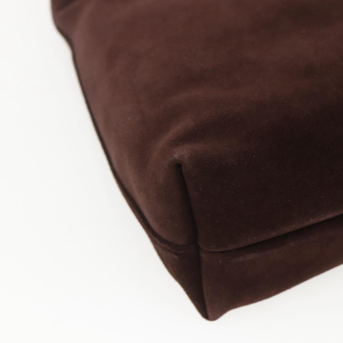 GUCCI Shoulder Bag Suede Brown Silver Auth 154501