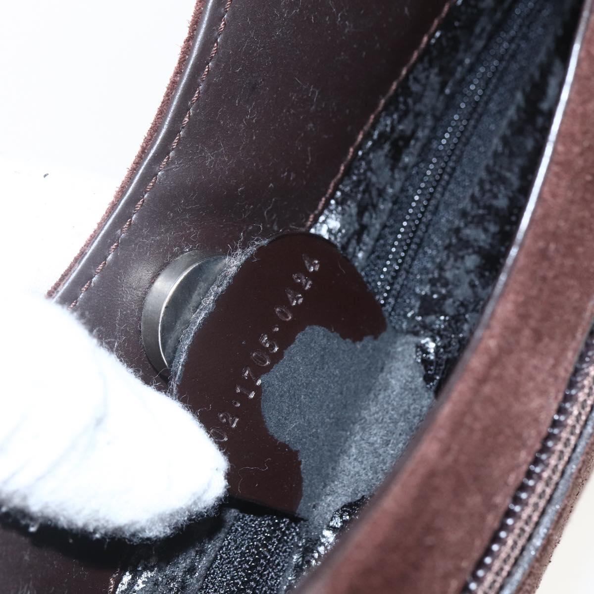 GUCCI Shoulder Bag Suede Brown Silver Auth 154501