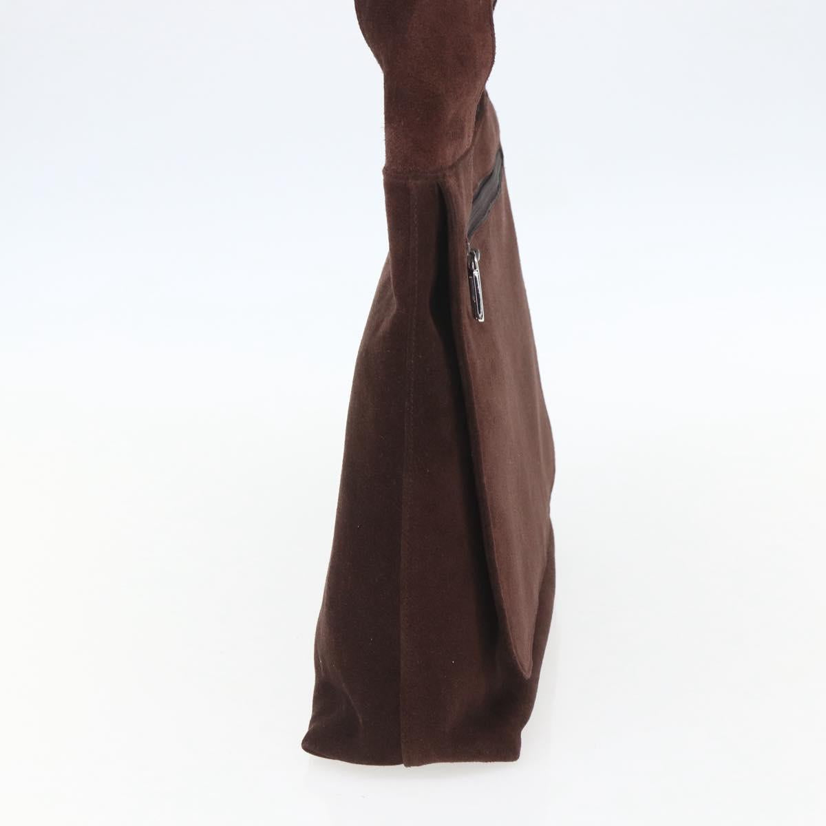 GUCCI Shoulder Bag Suede Brown Silver Auth 154501